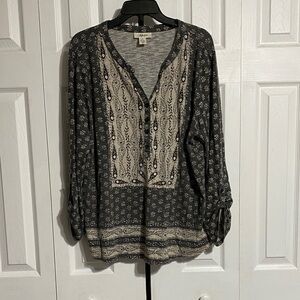 Style & Co cotton blend boho knit top shirt blouse size XL